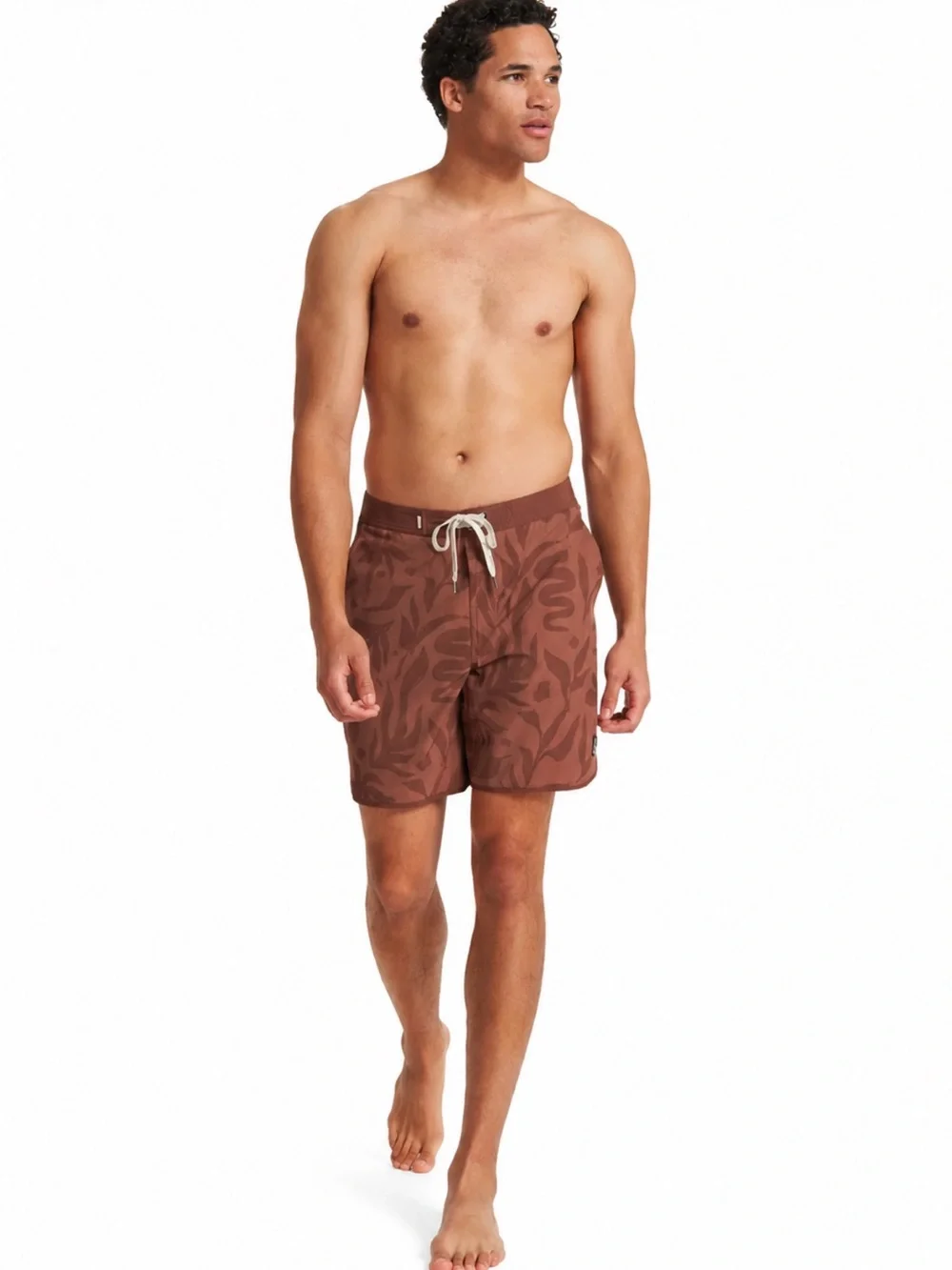 Vuori Cruise Boardshort Men’s Brown Tropical Print Swim Trunks Size 32 EUC!